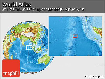Physical Location Map of the Area around 3° 19' 33" N, 91° 1' 30" E
