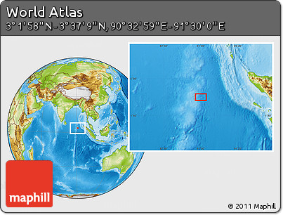 Physical Location Map of the Area around 3° 19' 33" N, 91° 1' 30" E
