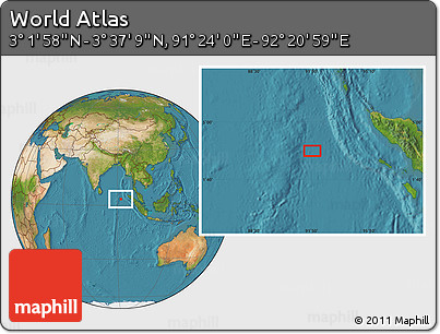 Satellite Location Map of the Area around 3° 19' 33" N, 91° 52' 30" E