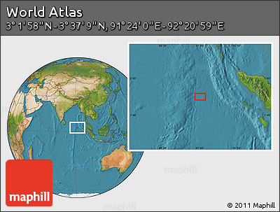 Satellite Location Map of the Area around 3° 19' 33" N, 91° 52' 30" E