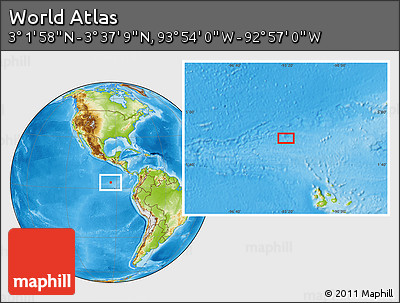 Physical Location Map of the Area around 3° 19' 33" N, 93° 25' 30" W