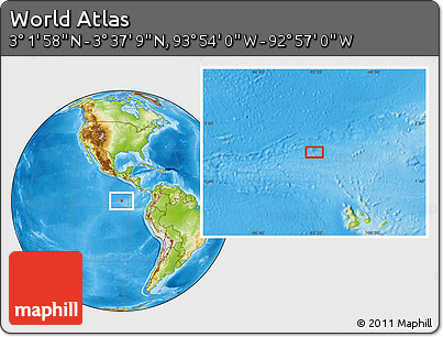 Physical Location Map of the Area around 3° 19' 33" N, 93° 25' 30" W