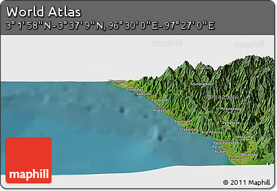 Satellite Panoramic Map of the Area around 3° 19' 33" N, 96° 58' 29" E