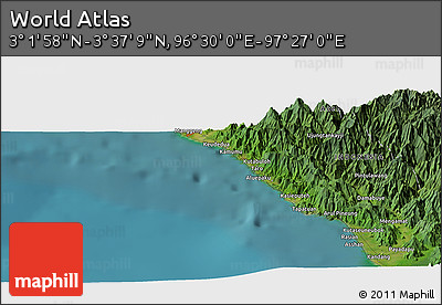 Satellite Panoramic Map of the Area around 3° 19' 33" N, 96° 58' 29" E