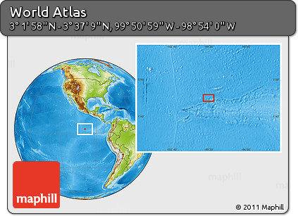 Physical Location Map of the Area around 3° 19' 33" N, 99° 22' 30" W