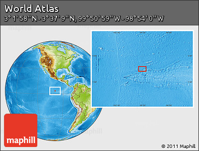Physical Location Map of the Area around 3° 19' 33" N, 99° 22' 30" W