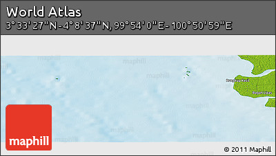 Physical Panoramic Map of the Area around 3° 51' 2" N, 100° 22' 30" E