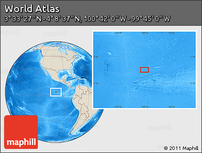 Shaded Relief Location Map of the Area around 3° 51' 2" N, 100° 13' 29" W