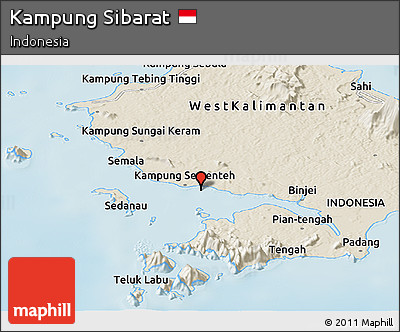 Shaded Relief Panoramic Map of Kampung Sibarat