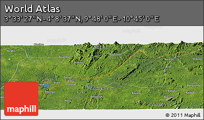 Satellite Panoramic Map of the Area around 3° 51' 2" N, 10° 16' 30" E