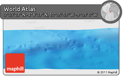 Physical Panoramic Map of the Area around 3° 51' 2" N, 10° 7' 30" W