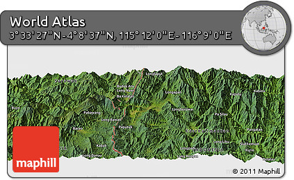 Satellite Panoramic Map of the Area around 3° 51' 2" N, 115° 40' 30" E