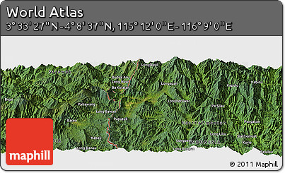 Satellite Panoramic Map of the Area around 3° 51' 2" N, 115° 40' 30" E
