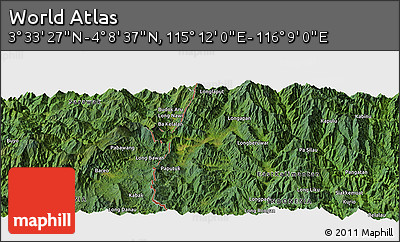 Satellite Panoramic Map of the Area around 3° 51' 2" N, 115° 40' 30" E