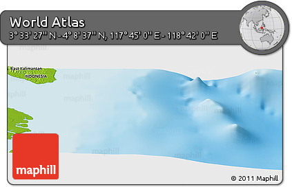 Physical Panoramic Map of the Area around 3° 51' 2" N, 118° 13' 29" E