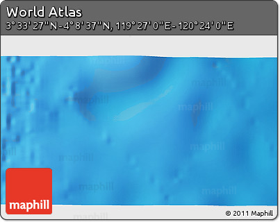 Physical 3D Map of the Area around 3° 51' 2" N, 119° 55' 30" E