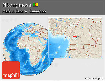 Shaded Relief Location Map of Nkongmesa