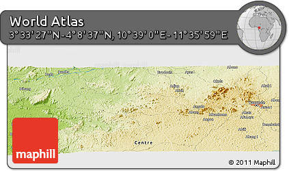 Physical Panoramic Map of the Area around 3° 51' 2" N, 11° 7' 30" E