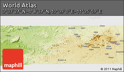 Physical Panoramic Map of the Area around 3° 51' 2" N, 11° 7' 30" E