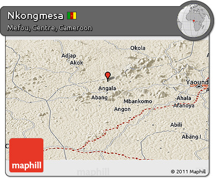 Shaded Relief Panoramic Map of Nkongmesa