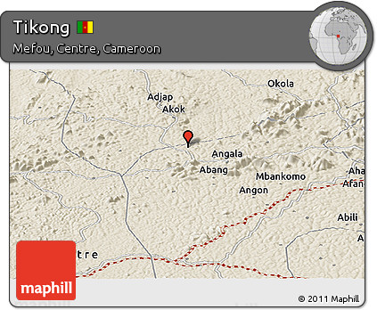 Shaded Relief Panoramic Map of Tikong