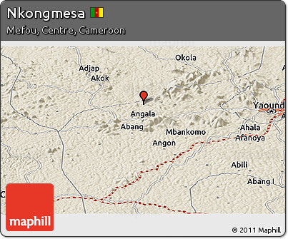 Shaded Relief Panoramic Map of Nkongmesa