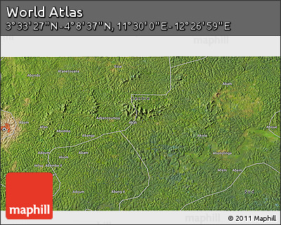 Satellite 3D Map of the Area around 3° 51' 2" N, 11° 58' 29" E