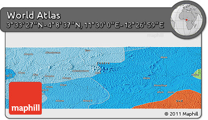 Political Panoramic Map of the Area around 3° 51' 2" N, 11° 58' 29" E