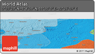 Political Panoramic Map of the Area around 3° 51' 2" N, 11° 58' 29" E