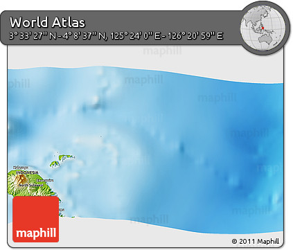 Physical 3D Map of the Area around 3° 51' 2" N, 125° 52' 30" E