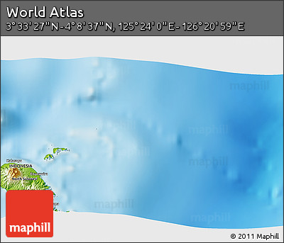 Physical 3D Map of the Area around 3° 51' 2" N, 125° 52' 30" E