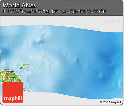 Physical 3D Map of the Area around 3° 51' 2" N, 125° 52' 30" E