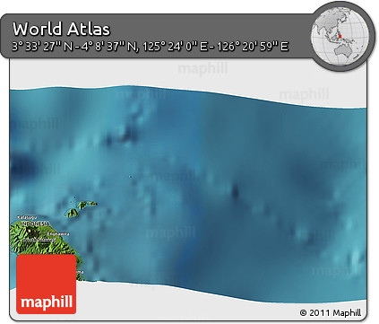 Satellite 3D Map of the Area around 3° 51' 2" N, 125° 52' 30" E