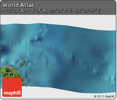 Satellite 3D Map of the Area around 3° 51' 2" N, 125° 52' 30" E