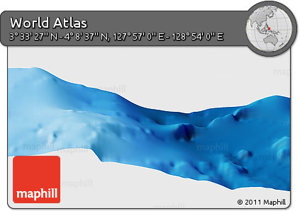 Physical Panoramic Map of the Area around 3° 51' 2" N, 128° 25' 30" E