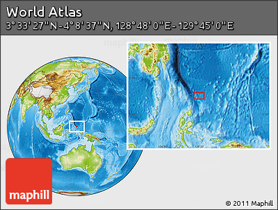 Physical Location Map of the Area around 3° 51' 2" N, 129° 16' 30" E