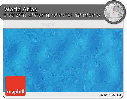 Physical 3D Map of the Area around 3° 51' 2" N, 12° 40' 30" W