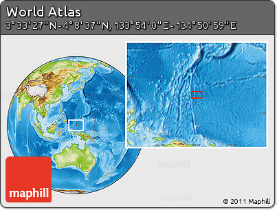 Physical Location Map of the Area around 3° 51' 2" N, 134° 22' 30" E