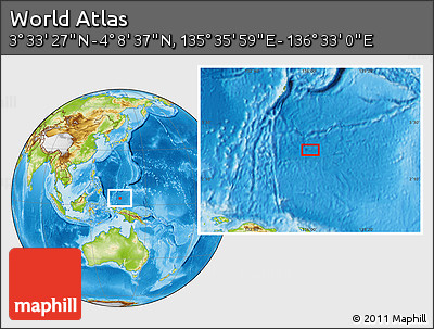 Physical Location Map of the Area around 3° 51' 2" N, 136° 4' 29" E