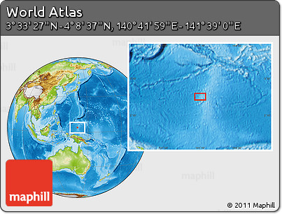 Physical Location Map of the Area around 3° 51' 2" N, 141° 10' 30" E