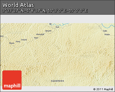 Physical 3D Map of the Area around 3° 51' 2" N, 14° 31' 30" E