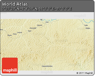 Physical 3D Map of the Area around 3° 51' 2" N, 14° 31' 30" E