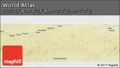 Physical Panoramic Map of the Area around 3° 51' 2" N, 14° 31' 30" E