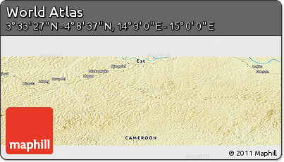 Physical Panoramic Map of the Area around 3° 51' 2" N, 14° 31' 30" E