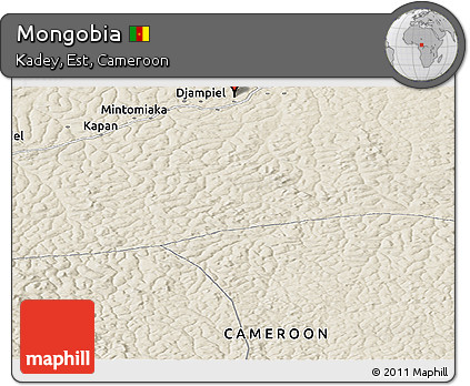 Shaded Relief Panoramic Map of Mongobia