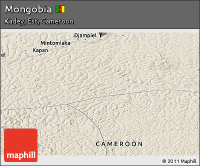 Shaded Relief Panoramic Map of Mongobia