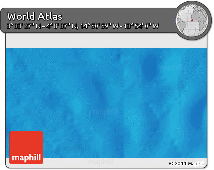 Physical 3D Map of the Area around 3° 51' 2" N, 14° 22' 30" W