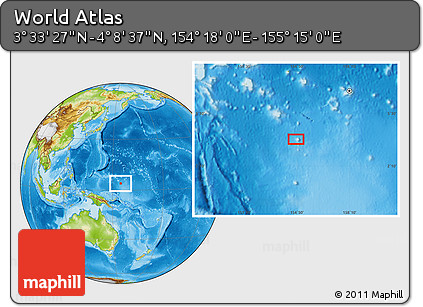 Physical Location Map of the Area around 3° 51' 2" N, 154° 46' 30" E