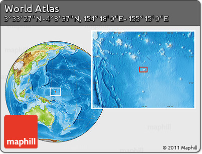 Physical Location Map of the Area around 3° 51' 2" N, 154° 46' 30" E