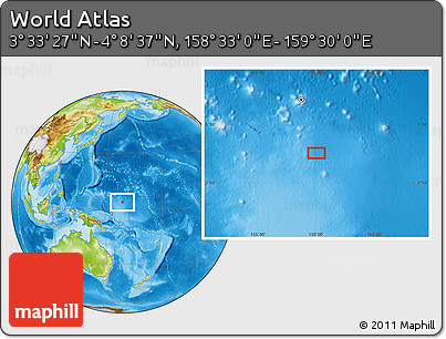 Physical Location Map of the Area around 3° 51' 2" N, 159° 1' 30" E